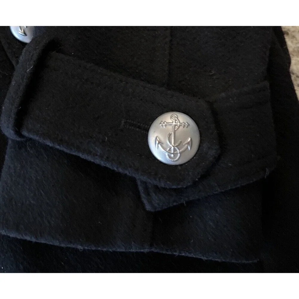 Nautica  SZ 4 Wool Blend Peacoat Black Anchor Silver Buttons Double Breasted